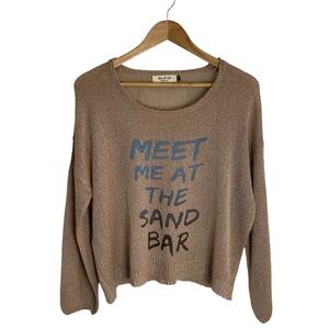 Beach Life Tan Meet Me at the Sand Bar Tan Long Sleeve Top Size Small/Medium